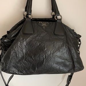 Prada Crinkled Nappa black leather bag
